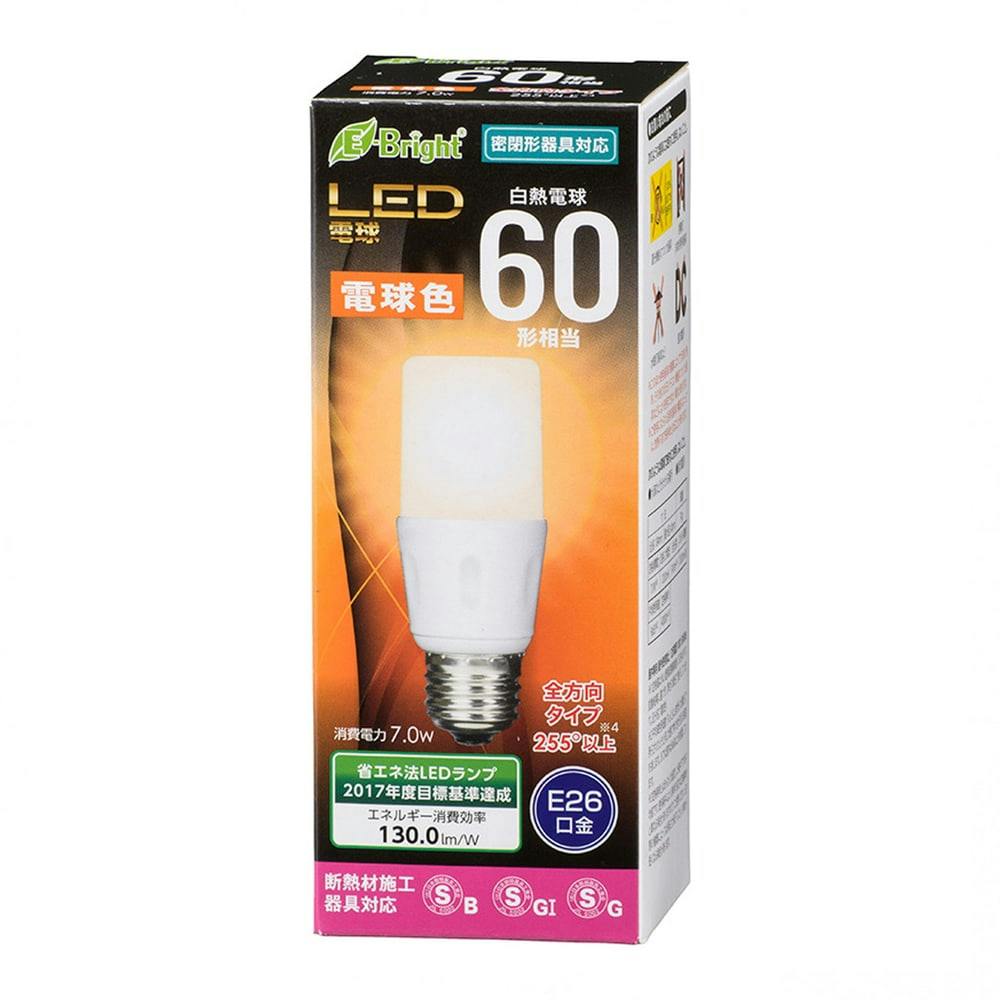 オーム電機 LED電球 T形 E26 60形相当 電球色 LDT7L-G IS21 06-3611