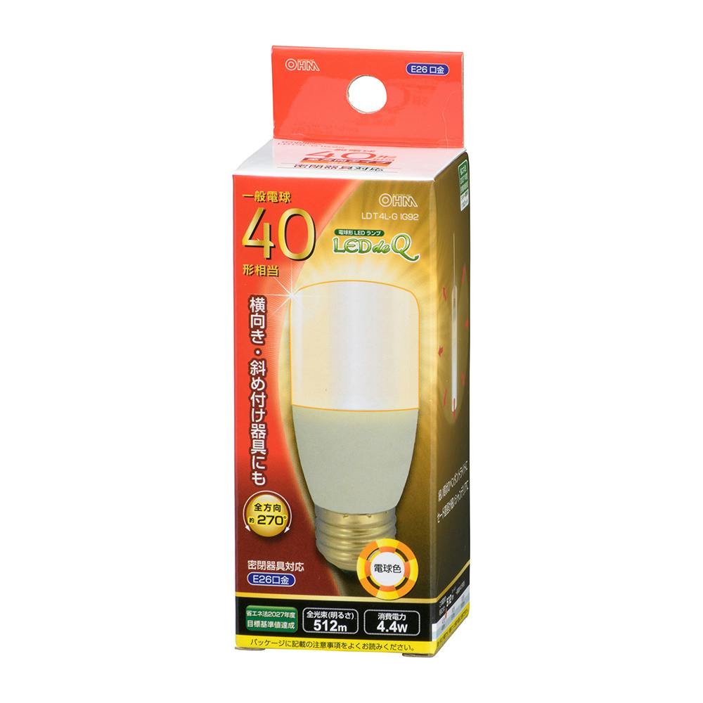 LED電球 T形 E26 40形相当 電球色 LDT4L-G IG92