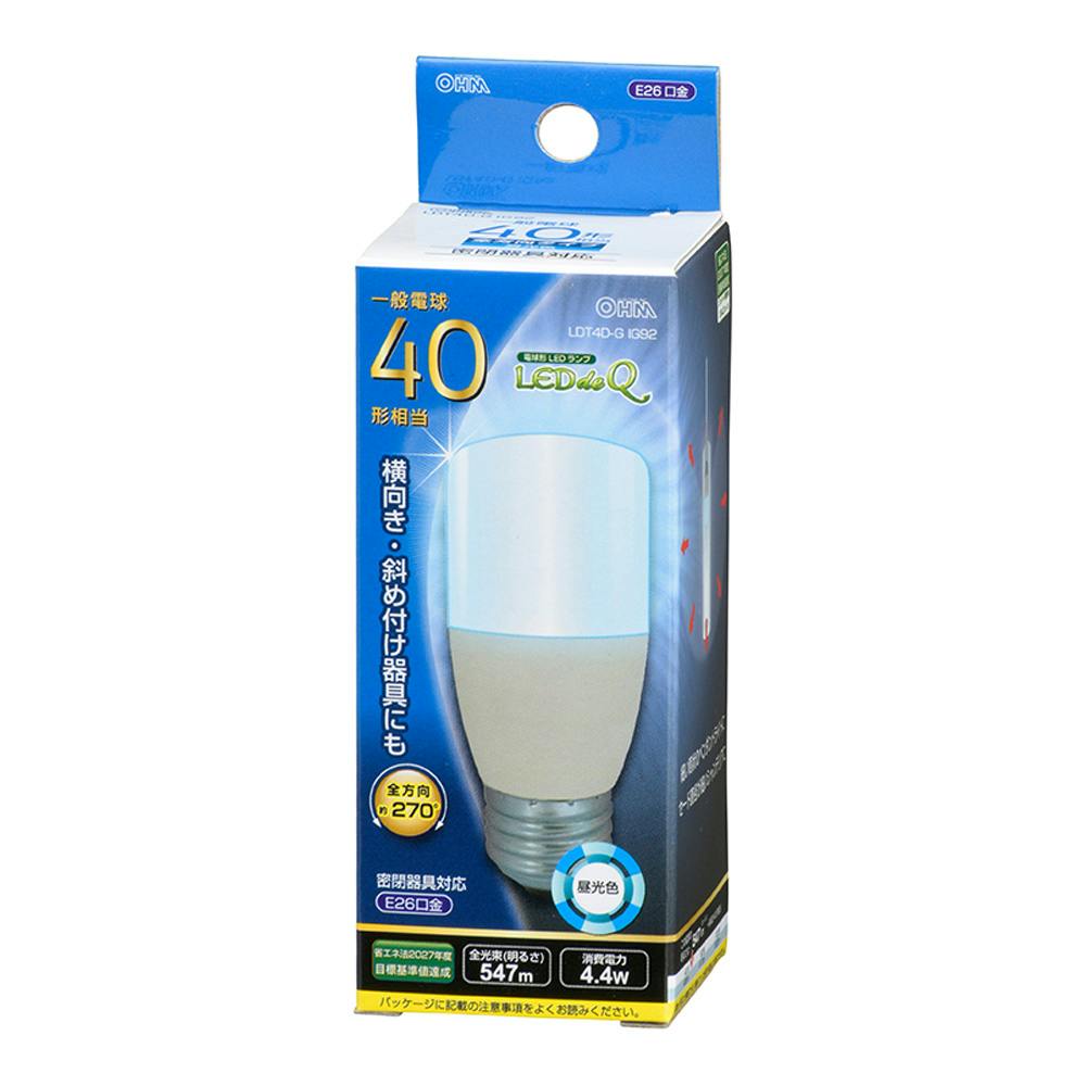 LED電球 T形 E26 40形相当 昼光色 LDT4D-G IG92