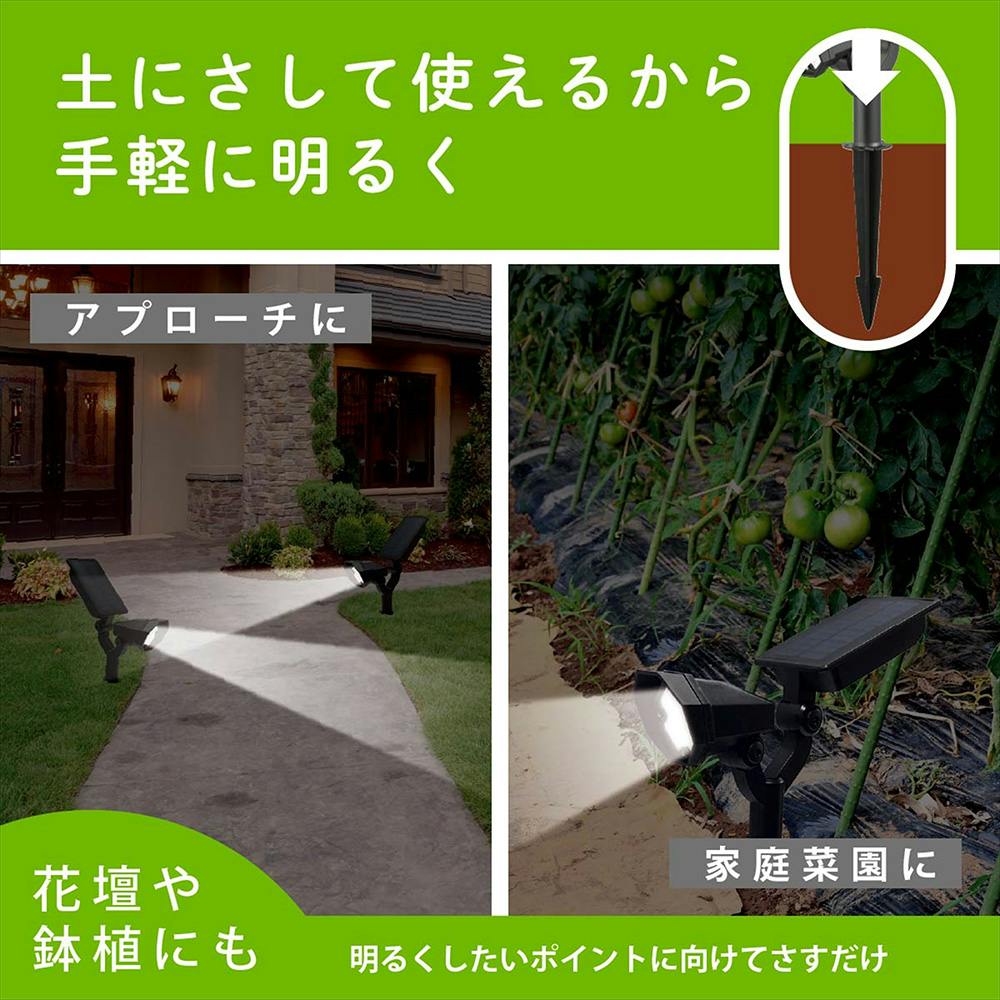 ソーラーガーデンライト 明暗・人感センサー 250ルーメン LS-B250JGS-S