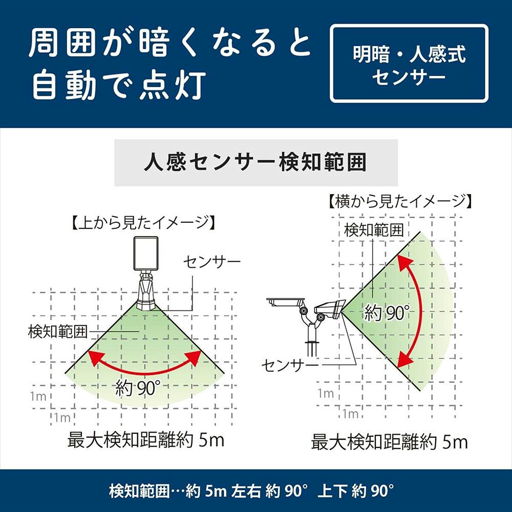 ソーラーガーデンライト 明暗・人感センサー 250ルーメン LS-B250JGS-S