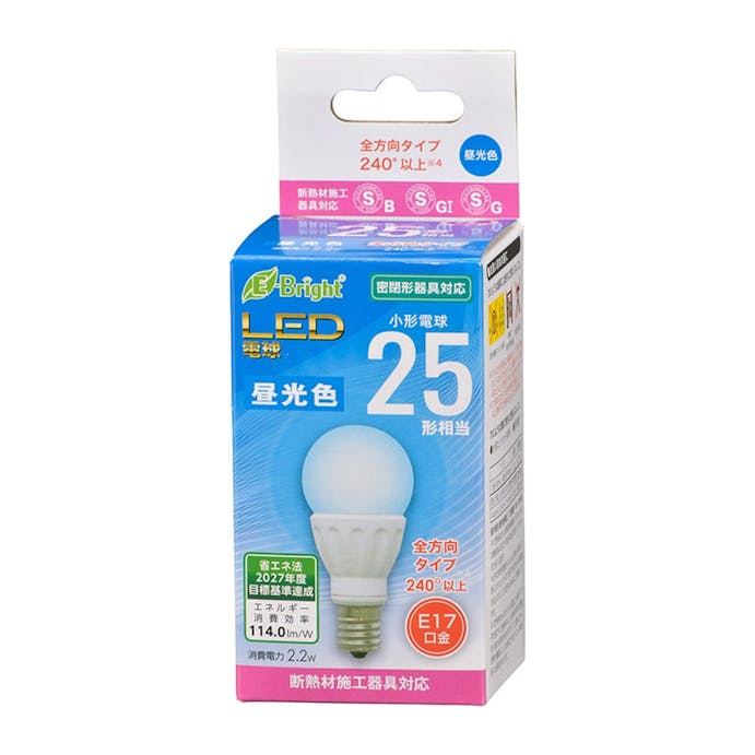 オーム電機 LED電球 小形 E17 25形相当 昼光色 LDA2D-G-E17 IS22 06-4