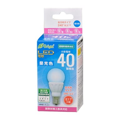 オーム電機 LED電球 小形 E17 40形相当 昼光色 LDA4D-G-E17 IS22 06-4