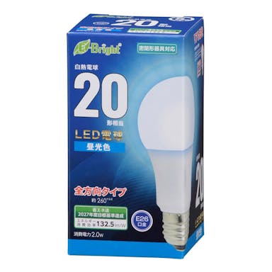 オーム電機 LED電球 E26 20形相当 昼光色 LDA2D-G AG27 06-4339