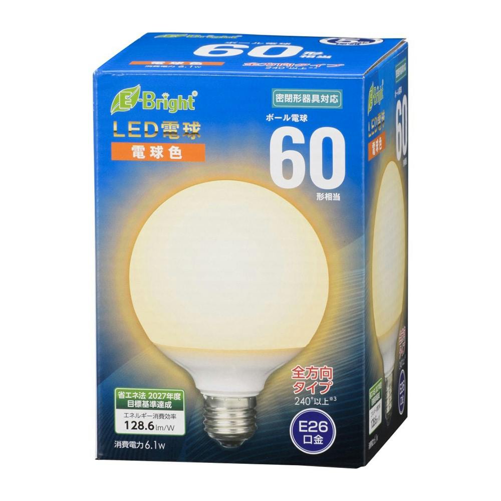 オーム電機 LED電球 ボール電球形 E26 60形 電球色 全方向 LDG6L-G 