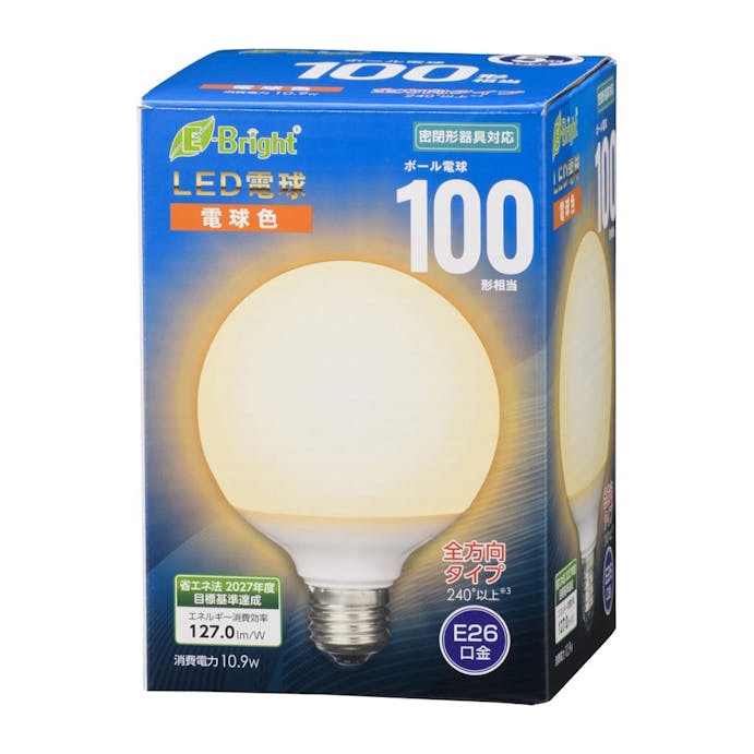 オーム電機 LED電球 ボール電球形 E26 100形 電球色 全方向 LDG11L-GAG24 0