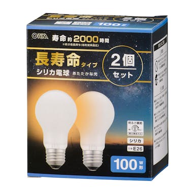 オーム電機 長寿命 白熱電球100W LB-DL6695W-2PN 06-4758 シリカ 2P