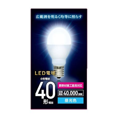 オーム電機 LED電球 40形 昼光色 LDA4D-G-E17 IH24