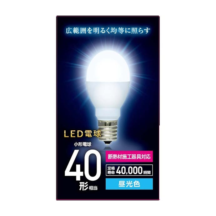 オーム電機 LED電球 40形 昼光色 LDA4D-G-E17 IH24