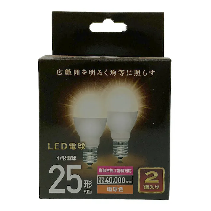 LED電球 25形相当 電球色 2個入り LDA3L-G-E17 IH24