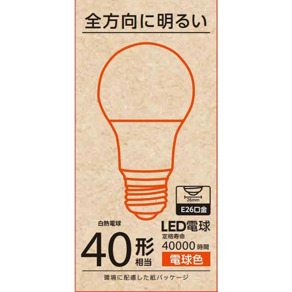 オーム電機 LED電球全方向 40形 電球色 LDA4L-G AG58 | 照明・ライト 