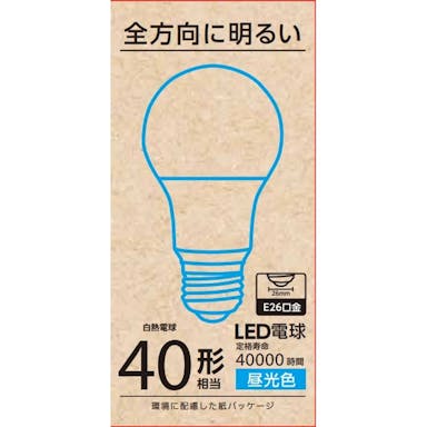オーム電機 LED電球 E26 40形相当 昼光色 LDA4D-G AG58