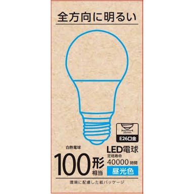 オーム電機 LED電球全方向 100形 昼光色 LDA11D-G AG58