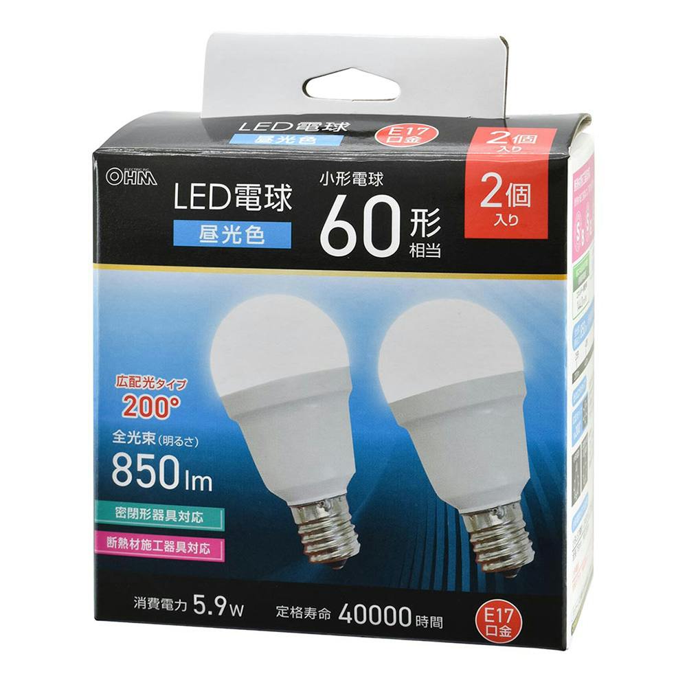 LED電球 60形 昼光色 2個入り LDA7D-G-E17 IH24 | 蛍光灯・蛍光管 通販