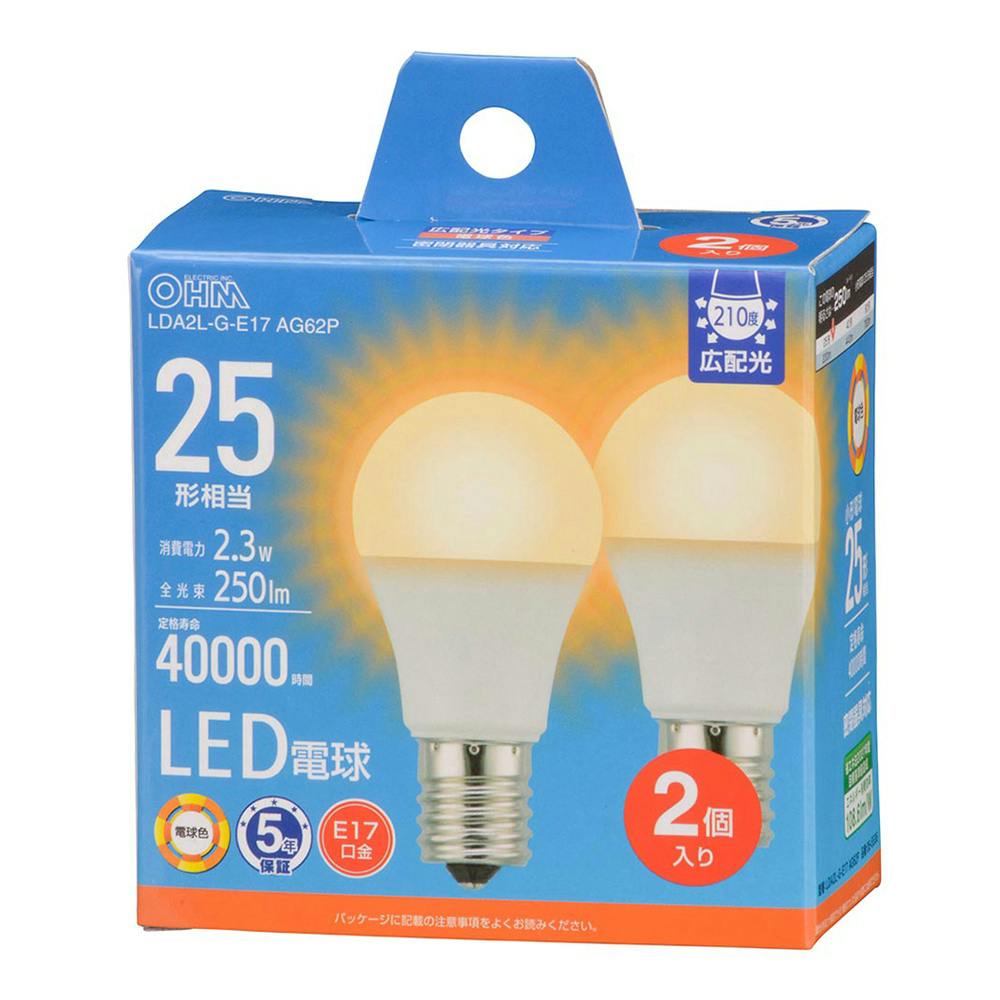 ECO de Q 12W E17型電球 2箱セット LED電球 小形 E17 25形相当 電球色 2個入 LDA2L-G-E17 | 電球 通販