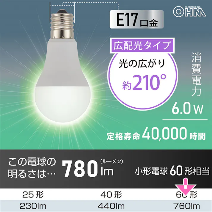 LED電球小形E17 60形相当 昼白色 LDA6N-G-E17 RA