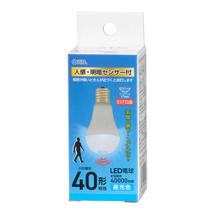LED電球小形 E17 40形相当 人感明暗センサー付 昼光色 LDA4D-G/E17 PIR