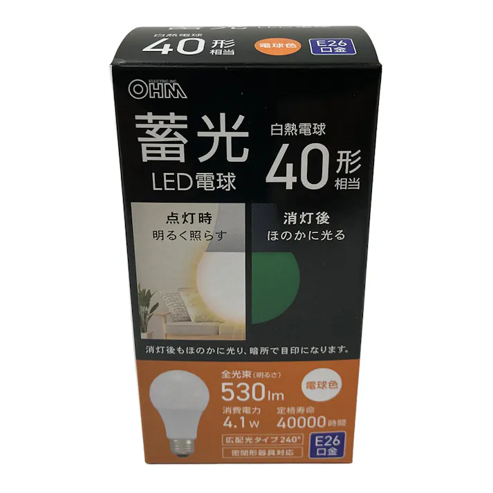 蓄光LED電球 E26 40形相当 電球色 LDA4L-G L5