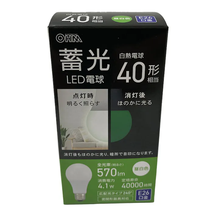 蓄光LED電球 E26 40形相当 昼白色 LDA4N-G L5