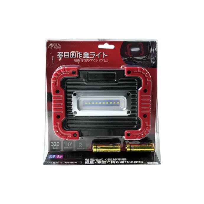 オーム電機 LED多目的作業ライト 単3形×4本付 320lm SL-W320R6A 07-8886(販売終了)