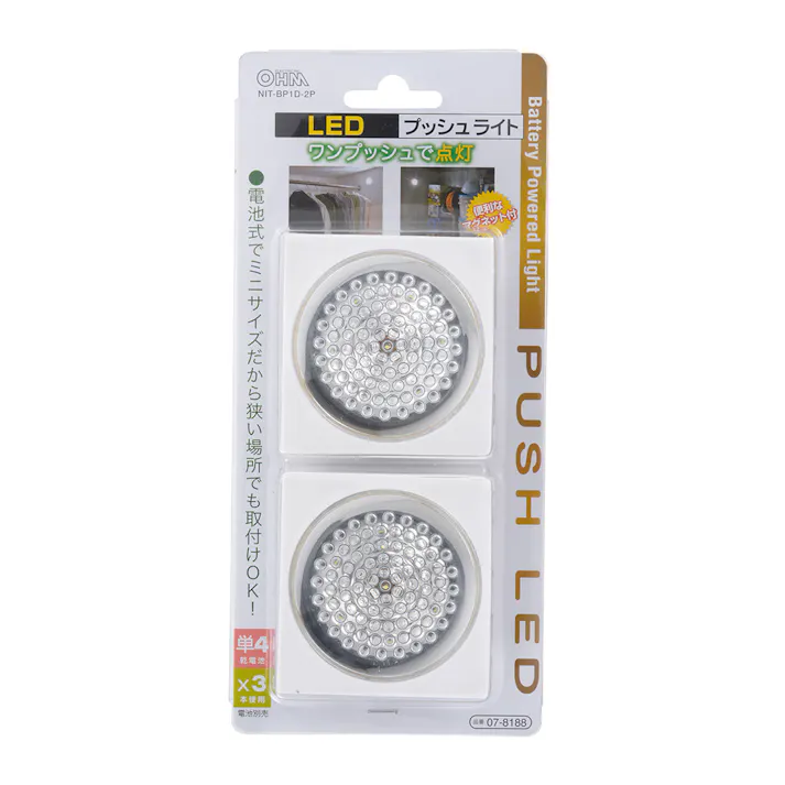 LEDミニプッシュライト 2個組 NIT-BD2D-2P