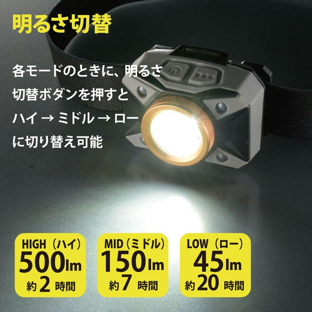 LEDヘッドライト ワレッドプロ 500ルーメン LC-500RG-S | 懐中