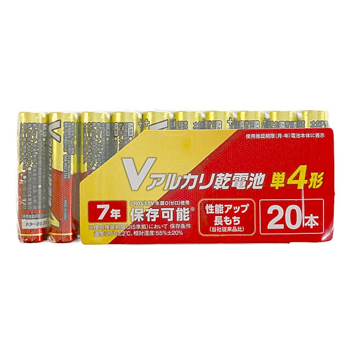 オーム電機 Vアルカリ乾電池 単4形20本 LR03VN20S