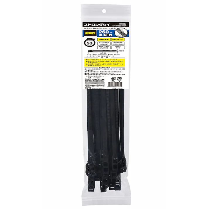 ストロングタイ 耐候性 黒 260mm LT-HD260-K10P 09-1283 10本入