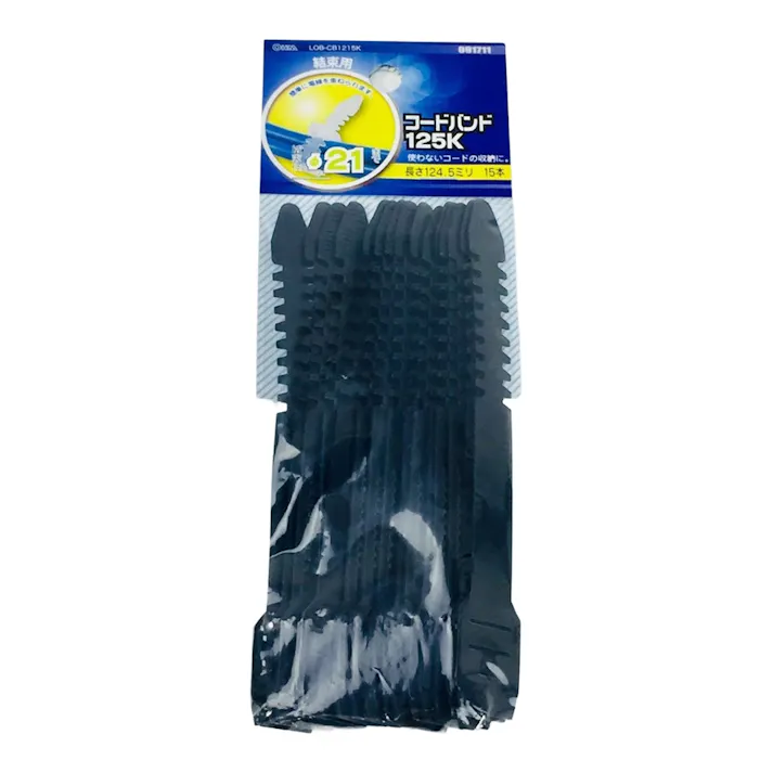 結束バンド リピートタイ 結束径21mm 黒 LOB-CB1215K 09-1711
