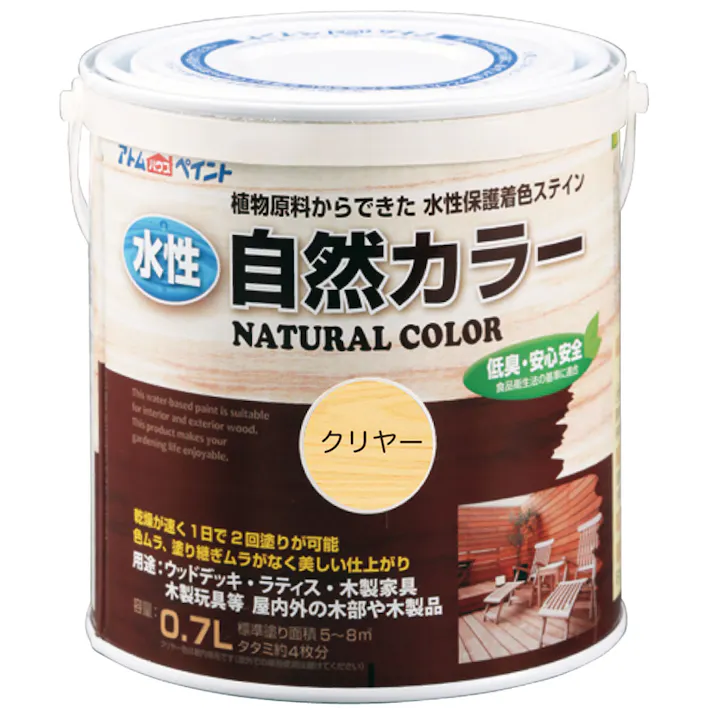 アトムハウスペイント 水性自然カラー クリヤー 0.7L