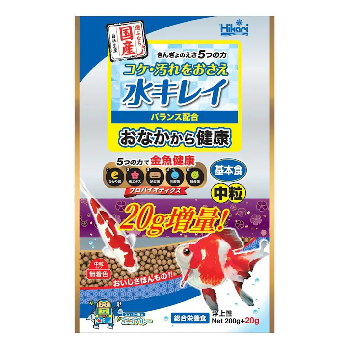 きんぎょのえさ 5つの力 220g 基本食 中粒