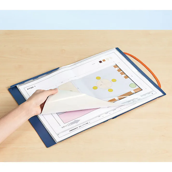 【CAINZ-DASH】キングジム 二つ折りクリア-ファイルコンパック A4二つ折り 水色 10ポケット 5894H-MI【別送品】