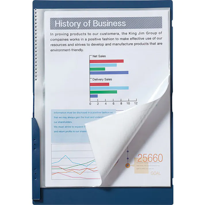 【CAINZ-DASH】キングジム 二つ折りクリア-ファイルコンパック A4二つ折り 水色 10ポケット 5894H-MI【別送品】