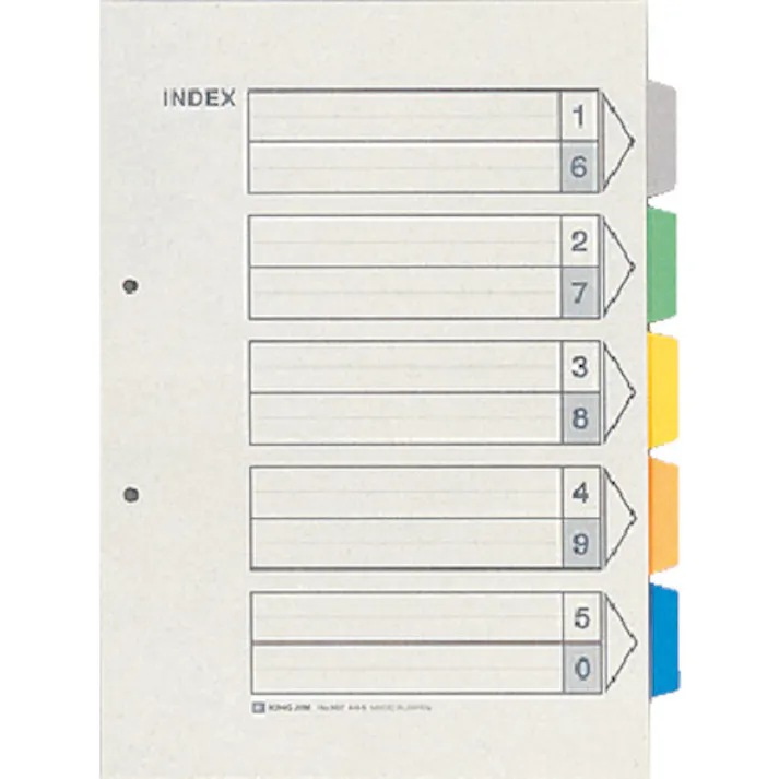 【CAINZ-DASH】キングジム カラ-インデックス A4タテ型 5色5山6枚1組 2穴 907【別送品】