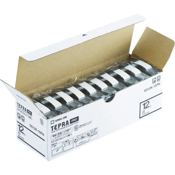 【CAINZ-DASH】キングジム 【純正】「テプラ」PROテープ 9mm エコパック(10個入り)/白ラベル/黒文字 長さ8m SS9K-10PN【別送品】