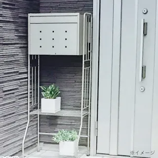 大型郵便ポストスタンド チタングレー OPS-02MD(TGY) ポスト別売り 幅49.5cm 高さ123cm 奥行35.5cm