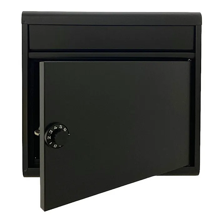 片手で開閉ポスト ダイヤル錠付 マットブラック FH-614DK(MBK) 郵便ポスト 幅37cm 高さ35cm 奥行15.5cm