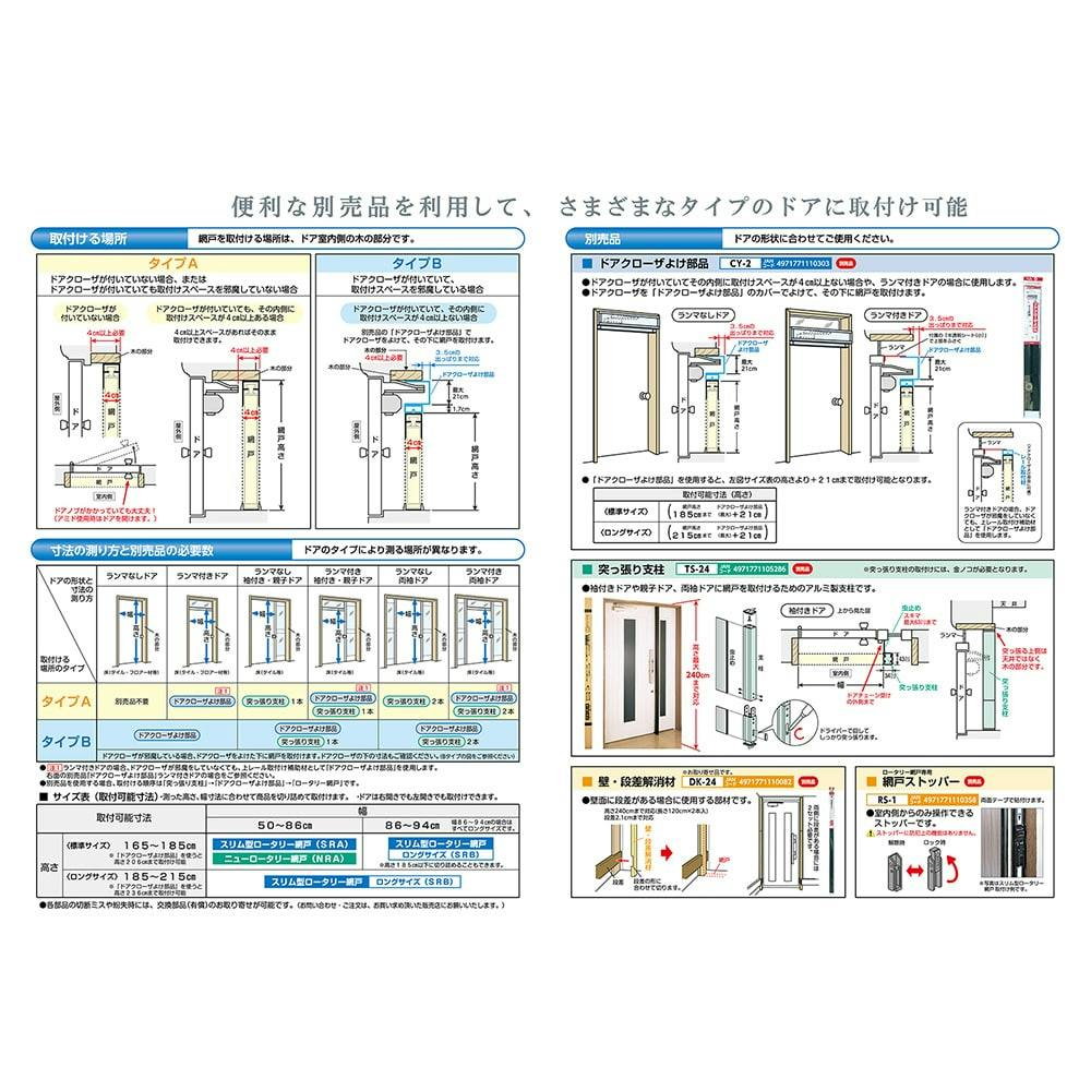 川口技研 ドア用網戸 スリム型 ロータリー網戸 SRB-1 - 4