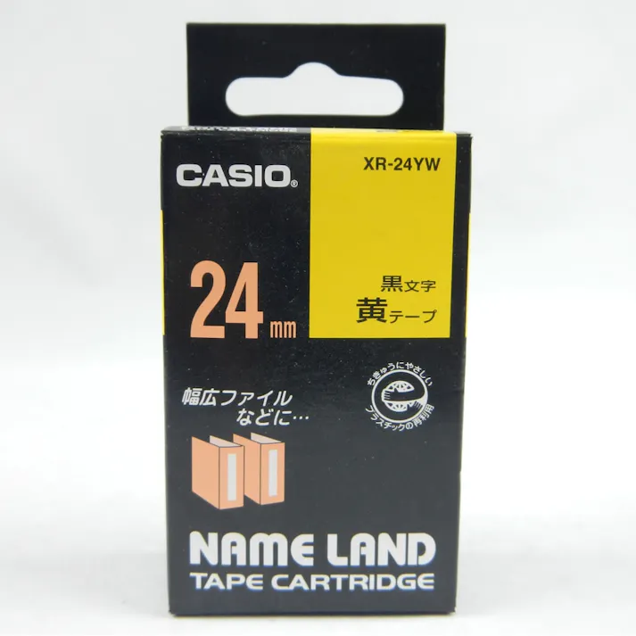 カシオ ネームランド テープ 黄地に黒文字 24mm XR-24YW