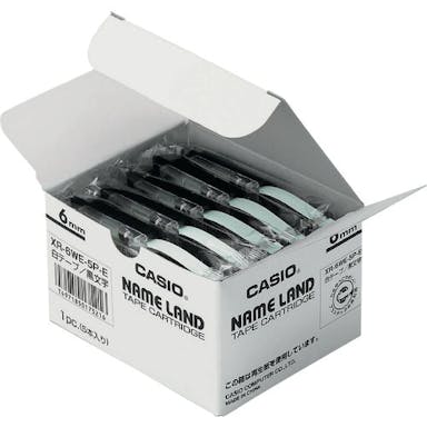【CAINZ-DASH】カシオ計算機 ネームランド用スタンダードテープ５本入り６ｍｍ　白に黒文字 XR-6WE-5P-E【別送品】