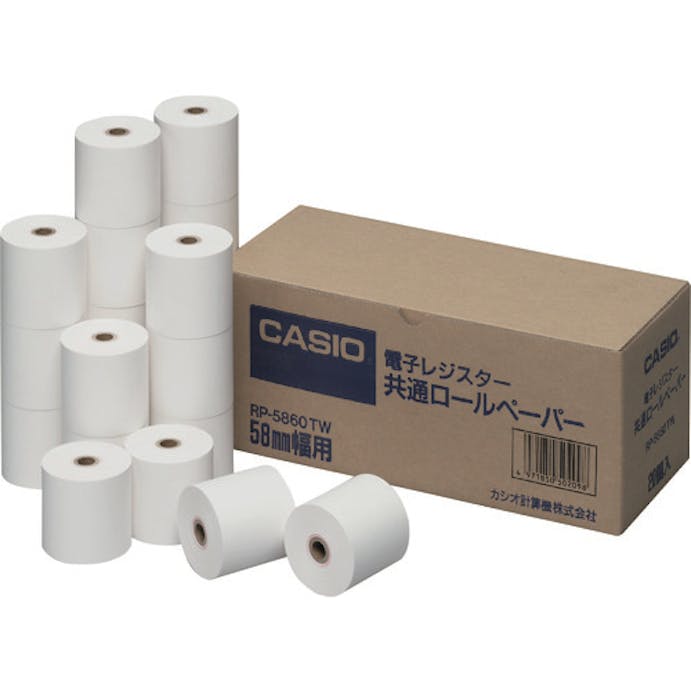 【CAINZ-DASH】カシオ計算機 プリンター電卓、レジスター用ロールペーパー（普通紙）　（２０巻入） RP-5860-TW【別送品】