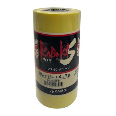 カモ井加工紙 マスキングテープ KABUKI 塗装用 幅18mm×長さ18m+4m 7巻パック 増量パック