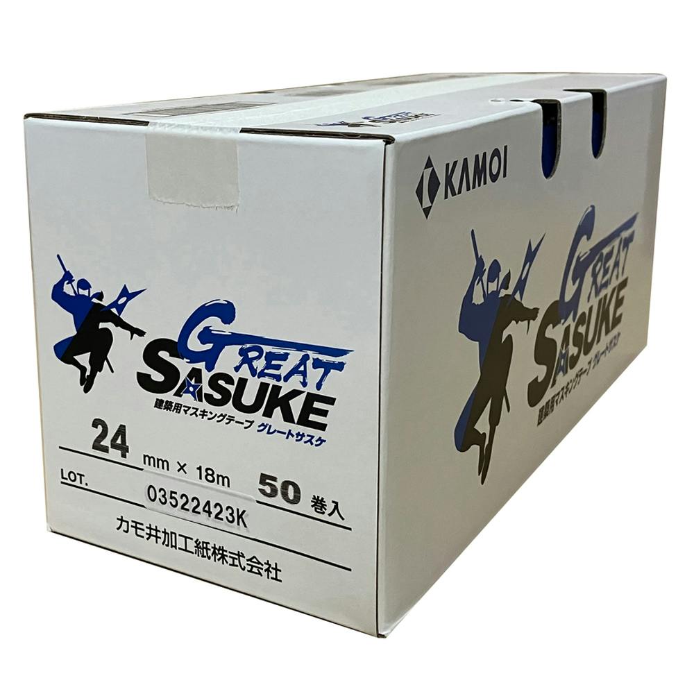 マスキングテープ GREAT SASUKE 建築塗装用 幅24mm×長さ18m 50巻入 小箱