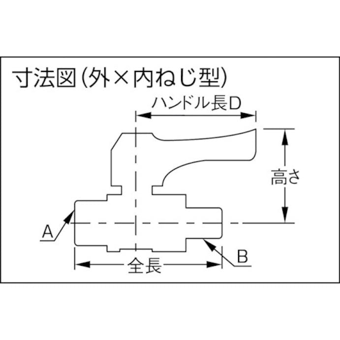 【CAINZ-DASH】カクダイ ミニチュアボールバルブ　呼び径（Ａ）Ｒｃ１／８　全長４９．４　ブルー 651-803-3【別送品】