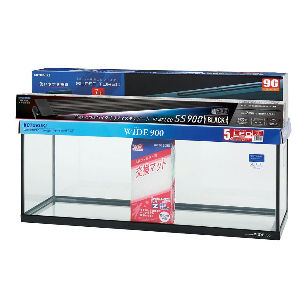 水槽　90cm テスト用　1回　注水　90W*D45*H45 ワイド900 5点 LED | 水中生物用品・水槽用品 通販