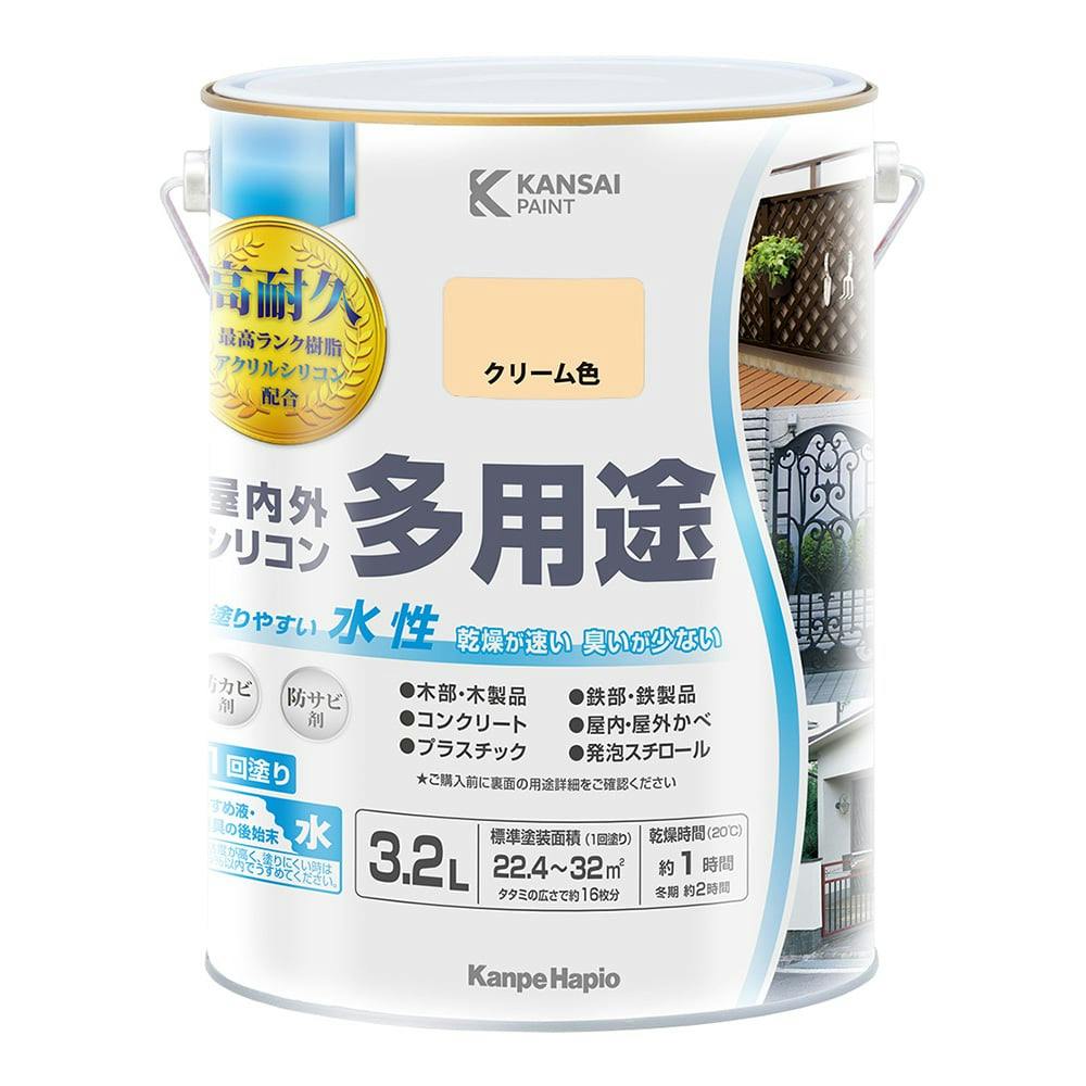 水性屋内外シリコン多用途塗料A クリーム色 3.2L【別送品】 | ペンキ（塗料）・塗装用品 通販 | ホームセンターのカインズ