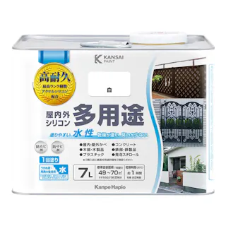 KANSAI PAINT 水性屋内外シリコン多用途塗料A 白 7L【別送品】