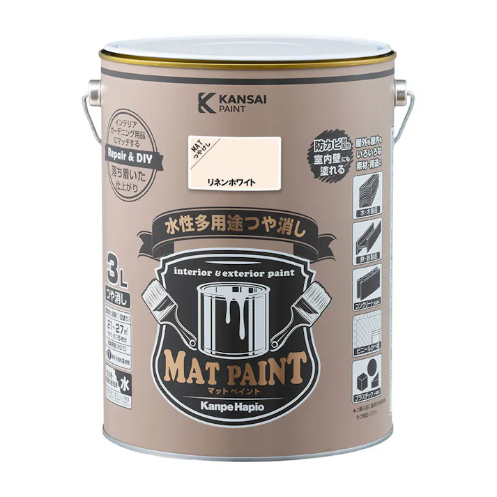 水性多用途つや消し マットペイント リネンホワイト 3L