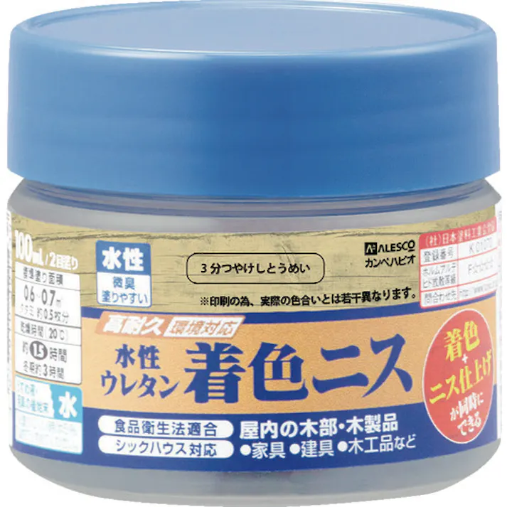 【CAINZ-DASH】カンペハピオ 水性ウレタン着色ニス 100ML 3分つやとうめい 00707653602100【別送品】