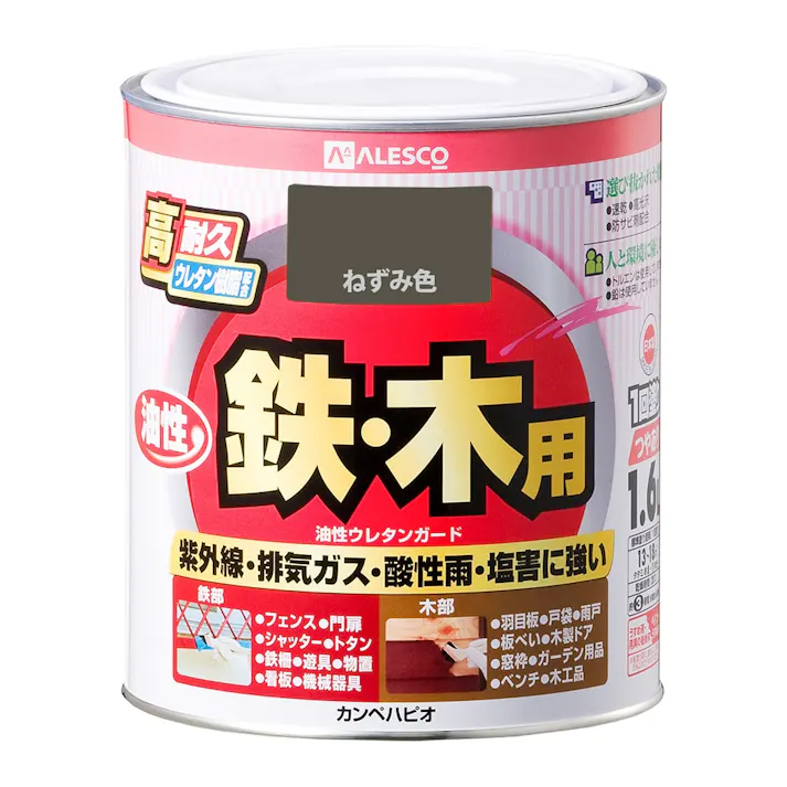 油性ウレタンガード 鉄・木用 ねずみ色 1.6L【別送品】